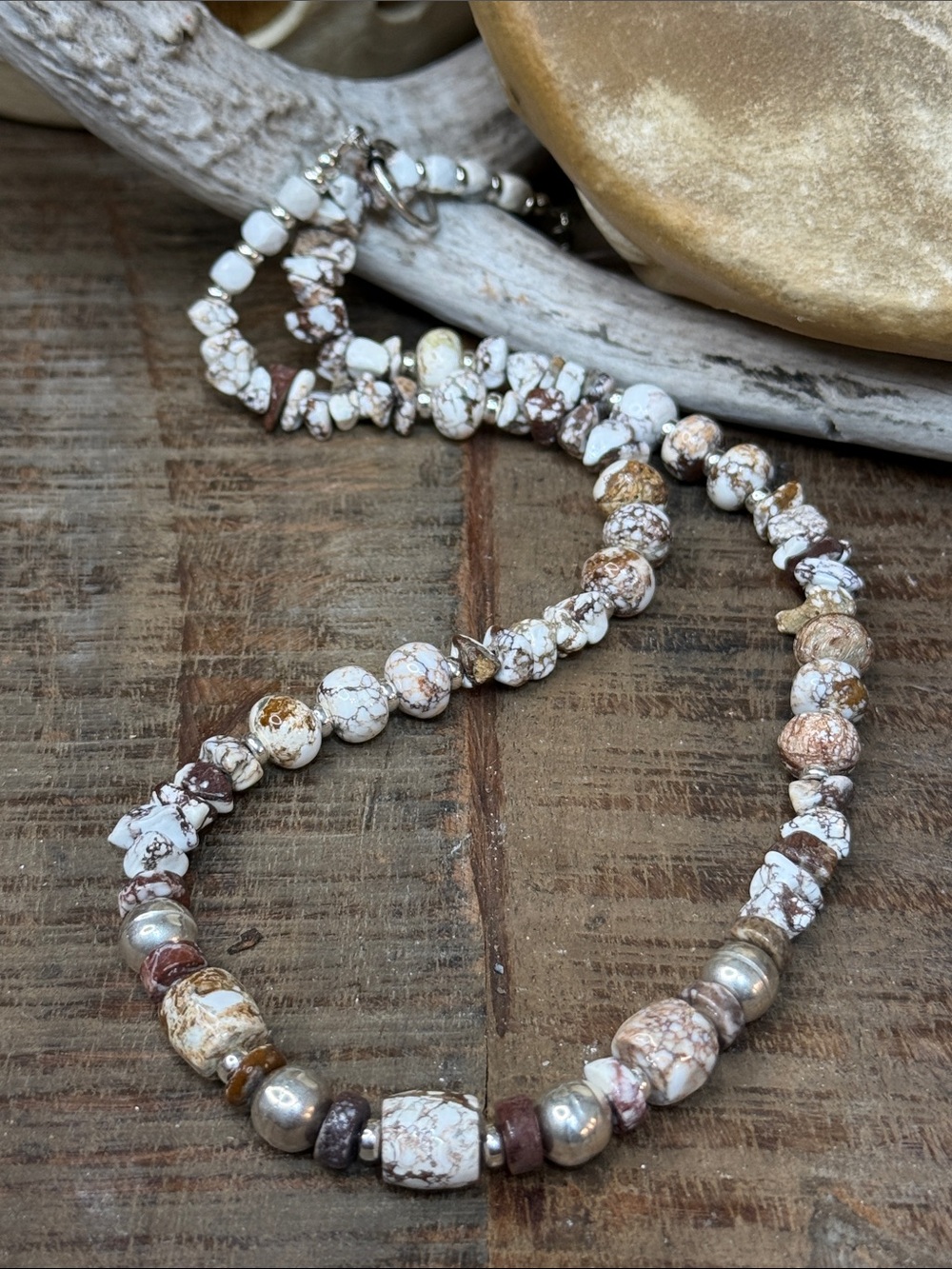 Wild Horse Canyon Necklace, Rare Arizona Wild Horse Stone with Navajo Pearls